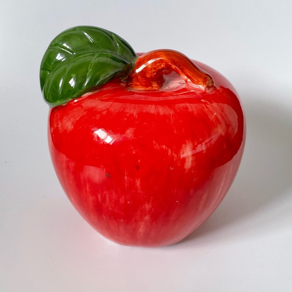 Vintage handmade Ceramic Coin bank Apple shaped piggy bank - Picture 10 of 10